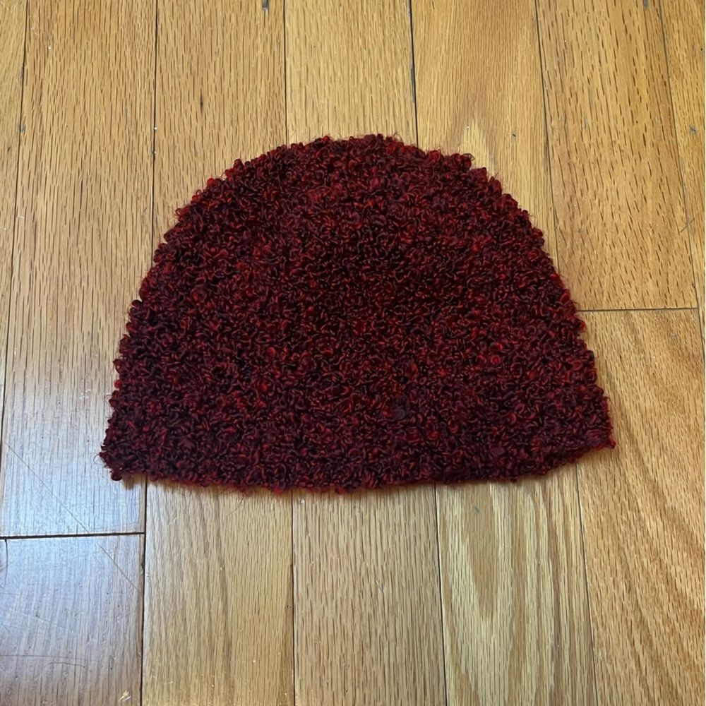 Handmade Beanie Deep Burgundy Chunky Knit Textured